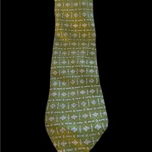 Hermes Green and White Geometric Tie